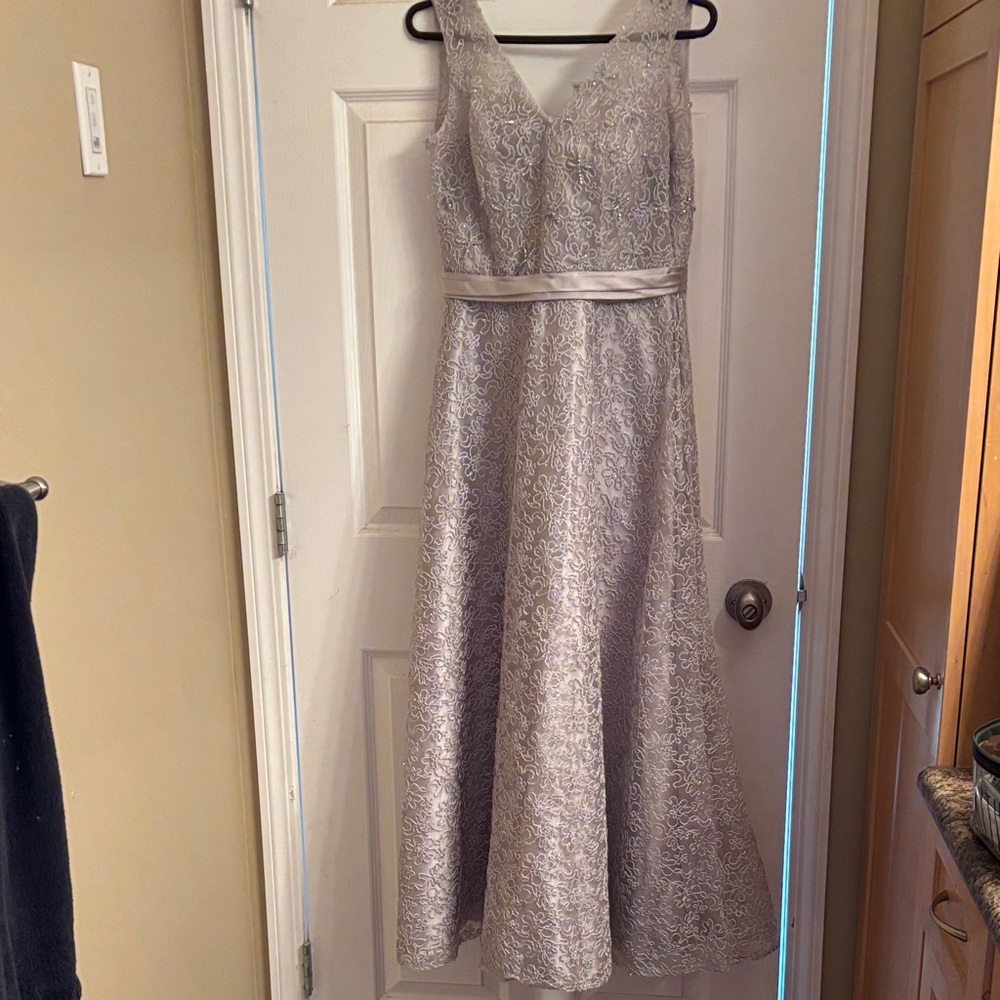 Elegant Silver Lace Dress